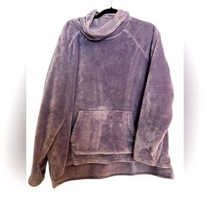 Champion Velour-Like Cowl Neck Purple Pullover Sweatshirt Loungewear Pocket